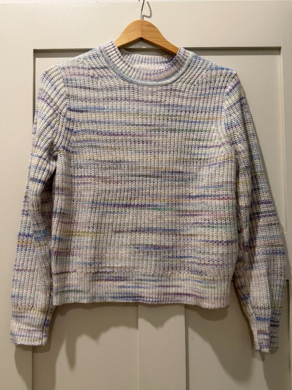 J Crew Factory Purple and Blue Variegated Sweater Size M
